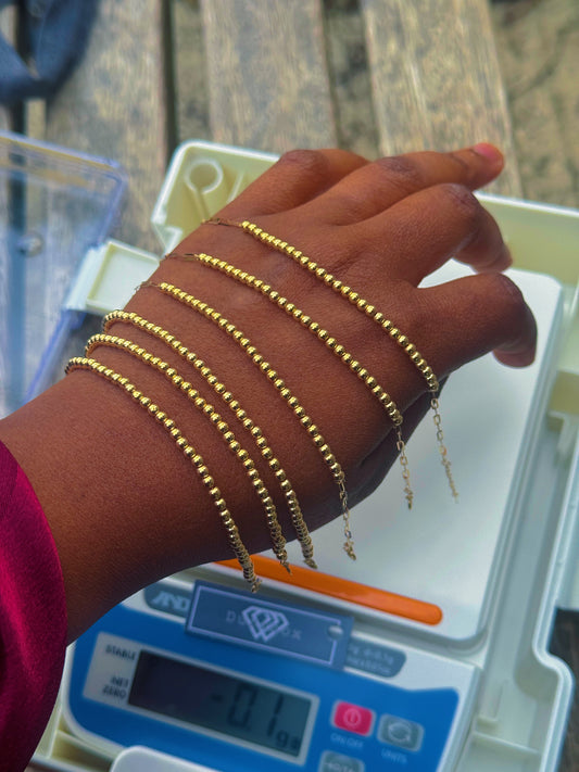 DegacK 18 Karat Solid Italian Gold Ball Bracelet