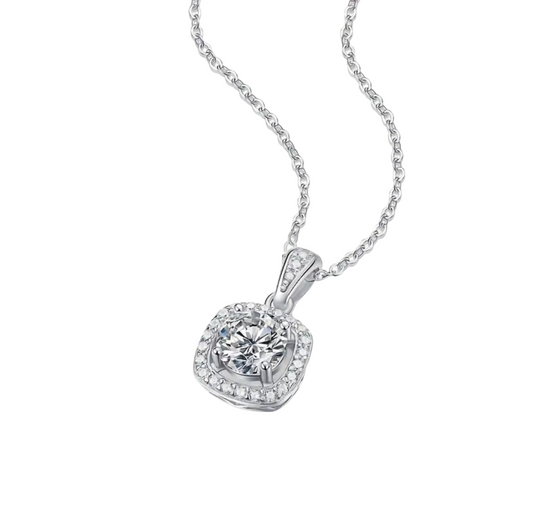 Dilux3 1ct Moissanite 18K Gold Plated Real 925 Sterling Silver Chain Necklace Jewellery for Bridal Wedding Party