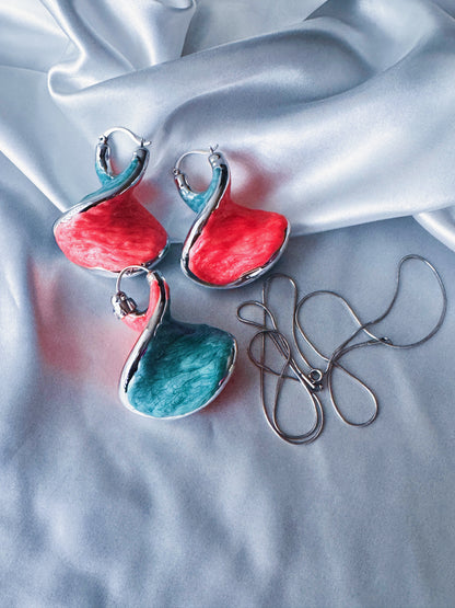 Dexxa Bold & Chunky Colourful Jewellery Set 22” Chain