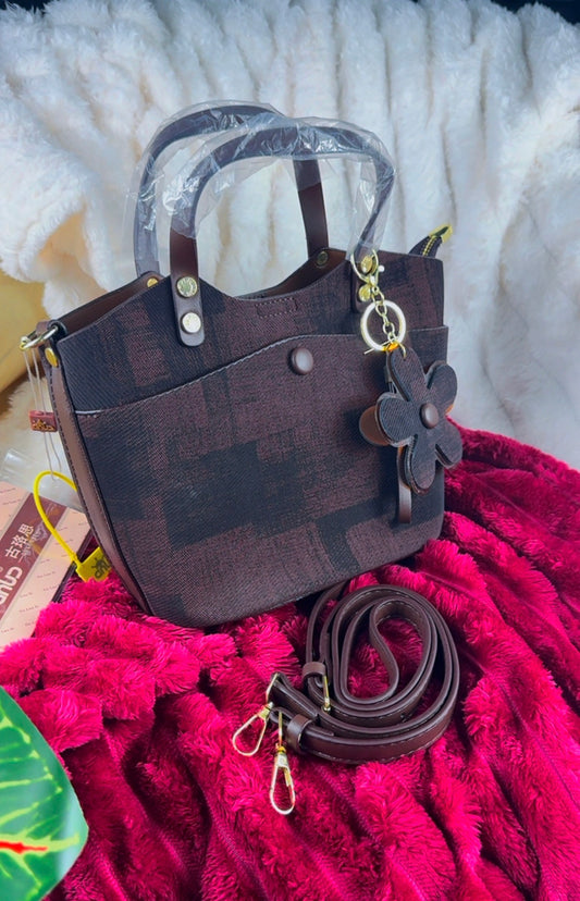 Brown Fabric Patch Handbag | LARYZ Everyday - 028 | Medium