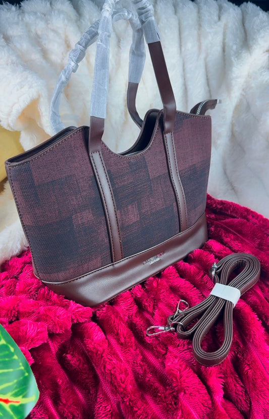 Brown Fabric Patch Handbag | LARYZ Everyday - 030 | Medium