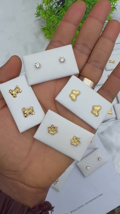 18 Karat Solid Gold Screw Stud Earrings