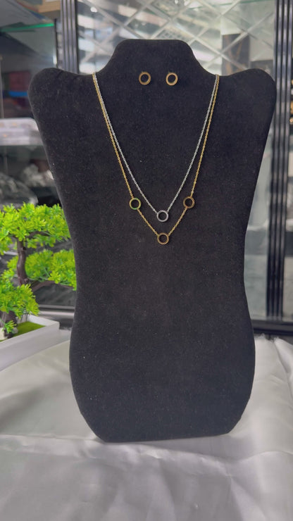DLix Non Tarnish Hypoallergenic Elegant Party Wedding Engagement Chain Necklace Jewellery Set