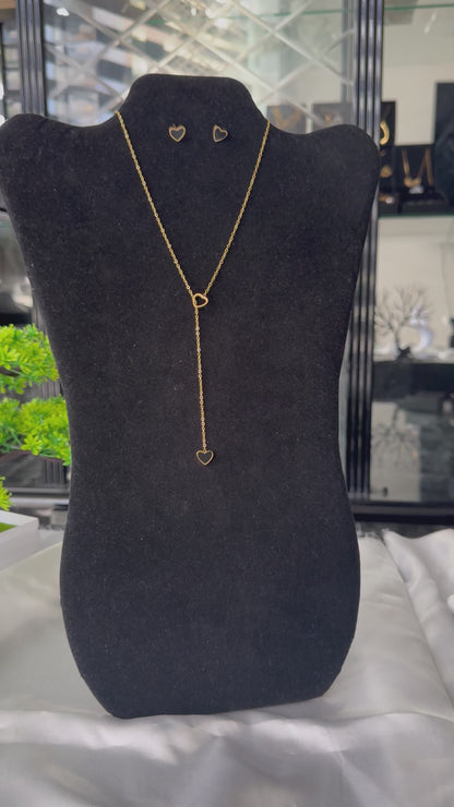 DLix1 Super Double Electroplated Stainless Steel Non Tarnish Elegant Jewellery Set 17+2” Chain Length