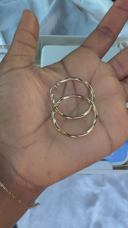Defan 18ct Solid Gold Hoop Earrings