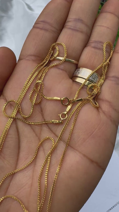 21 Karat Solid Gold Franco Chain Necklace | (18” - 3.6g) | (20” - 4.0g)