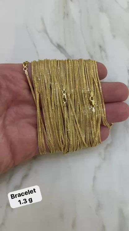 18K Pure Gold Franco Bracelets 7.5 Inches