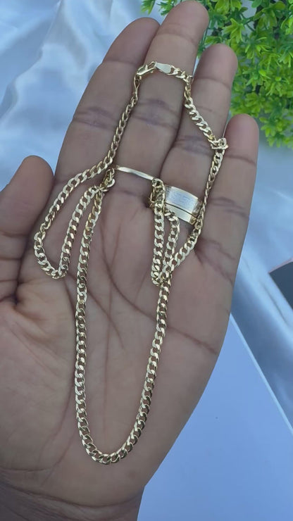 18K Solid Gold Cuban Chain Necklace 20 Inches | 3.92g
