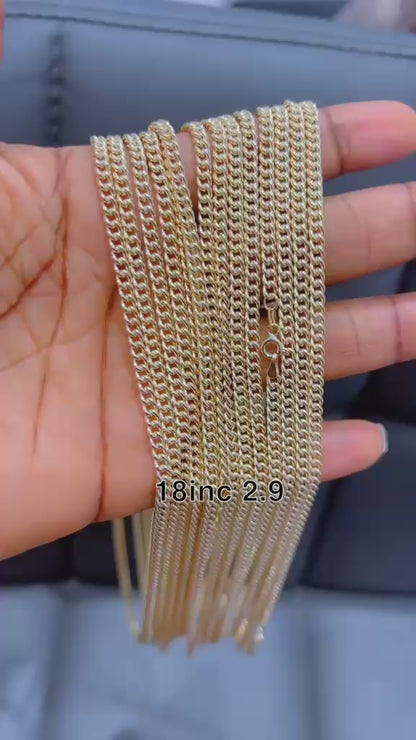 Degab 18 Karat Real Cuban Gold Chain Necklace 18 Inches