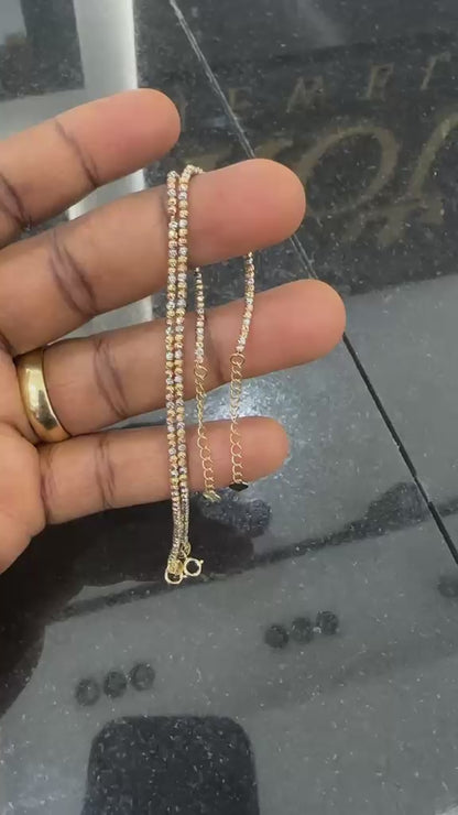 18K Solid Gold Diamond Cut Bracelets | 7.5 Inches
