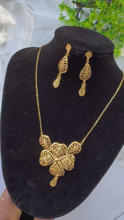 21K Solid Gold Earrings & Necklace Jewellery Set | 6.8g