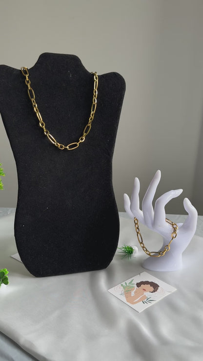 Diffa Super Double Electroplated Non Tarnish Necklace and Bracelet Jewellery Set 18” chain + 7.5” bracelet