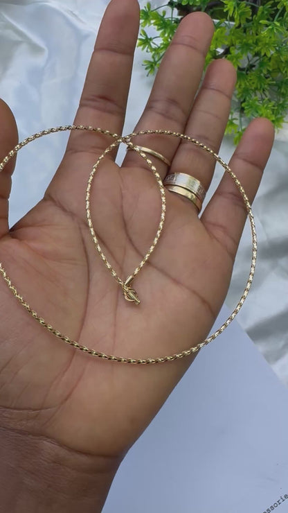 18K Solid Gold Structured Chord Chain Necklace | 2.3g | 18 Inches (Extra)