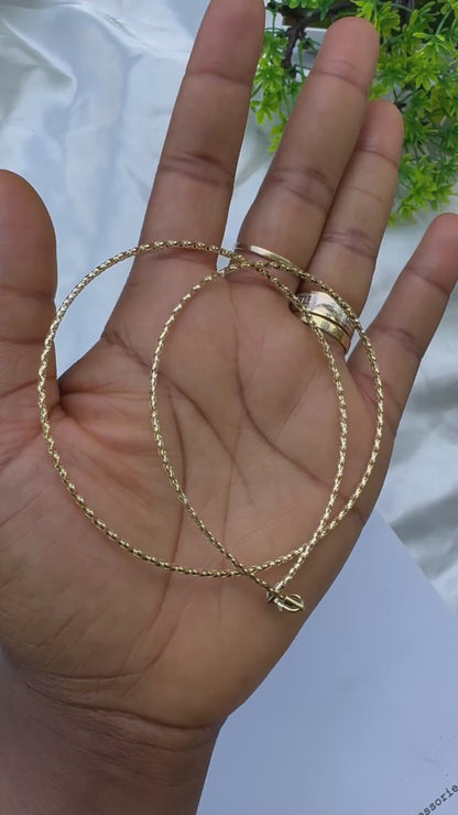 18K Solid Gold Structured Chord Chain Necklace | 2.3g | 18 Inches (Extra)