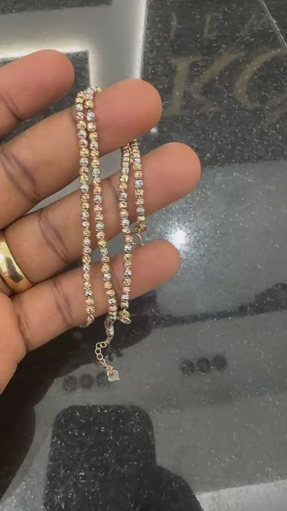 18K Solid Gold Diamond Cut Bracelets | 7.5 Inches