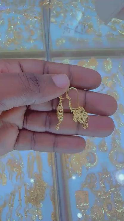 21K Solid Gold EarCuff Drop Earrings | 3.2g