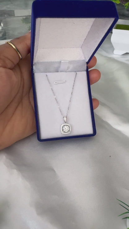 Dilux3 1ct Moissanite 18K Gold Plated Real 925 Sterling Silver Chain Necklace Jewellery for Bridal Wedding Party