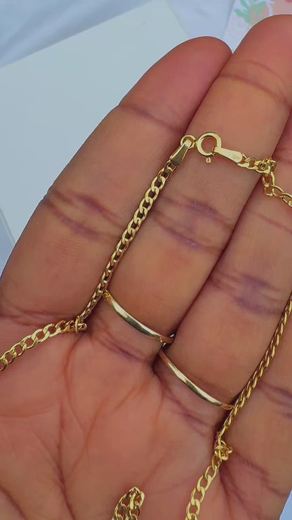 Dugaf 18K Pure Gold Cuban Chain Necklace 22inches