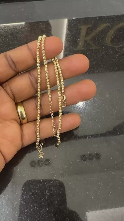18K Solid Gold Diamond Cut Bracelets | 7.5 Inches