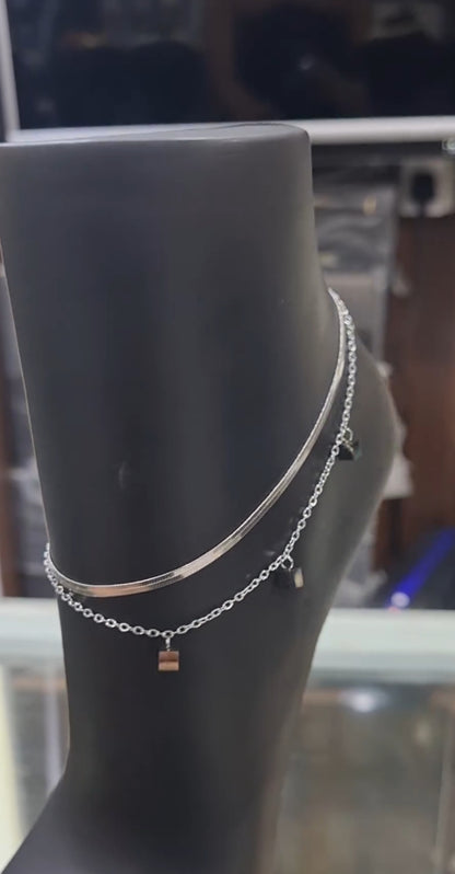 Dofa Guaranteed Non-Tarnish Double Layer Stainless Steel Anklets
