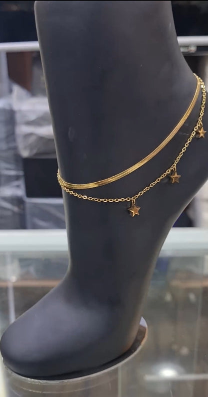 Dofa Guaranteed Non-Tarnish Double Layer Stainless Steel Anklets