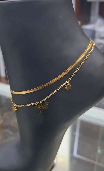 Dofa Guaranteed Non-Tarnish Double Layer Stainless Steel Anklets