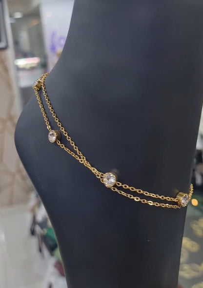 Dofa Guaranteed Non-Tarnish Double Layer Stainless Steel Anklets